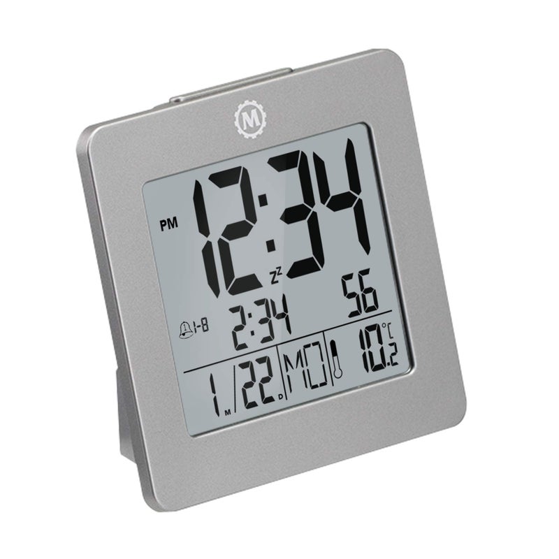 MARATHON Digital Desktop Clock, Graphite Gray - Easy-to-Read 3.5â€ Display with Temperature & Date - Includes Alarm with Snooze & Backlight - Image 4